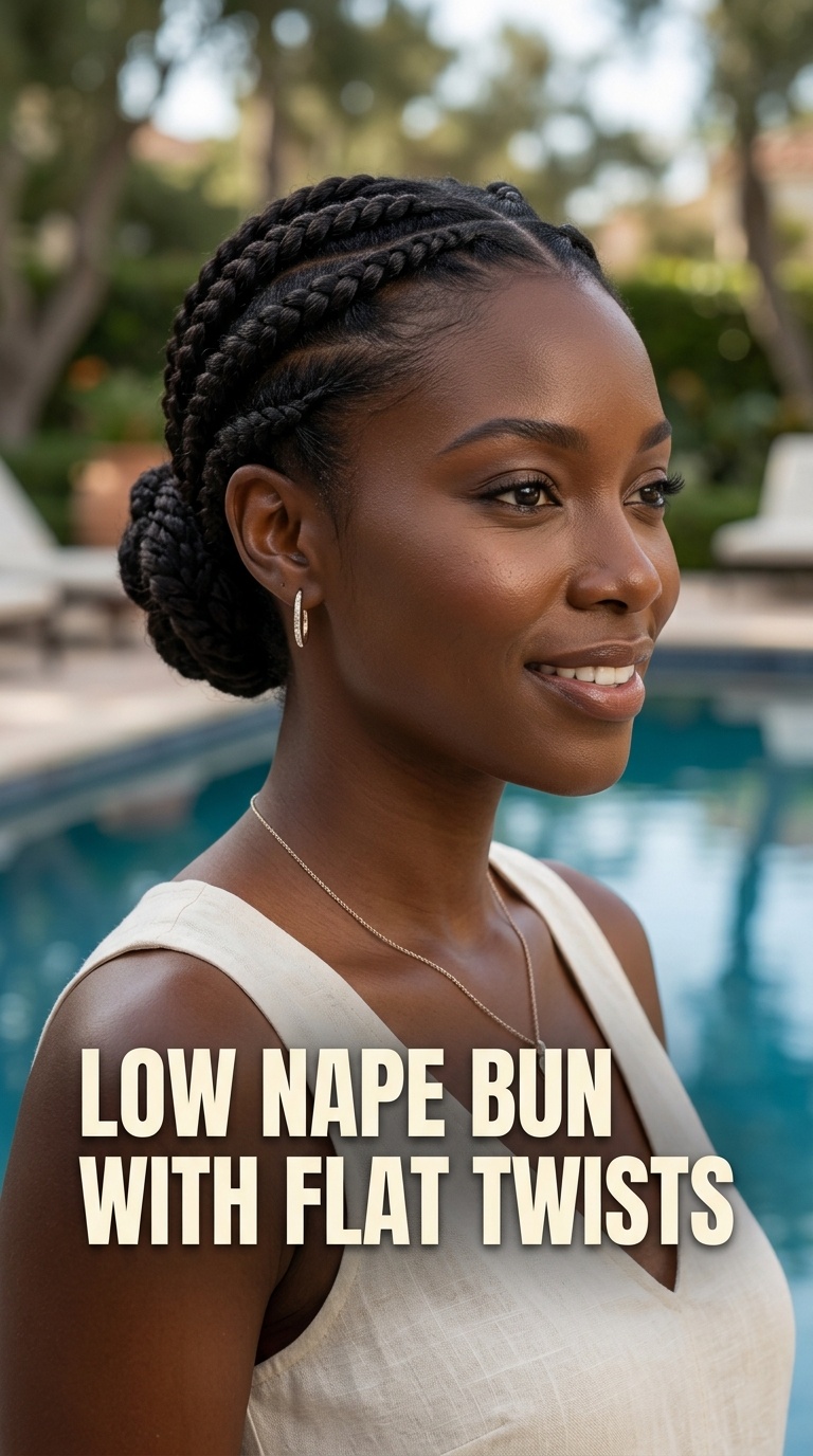 Low Nape Bun with Flat Twists