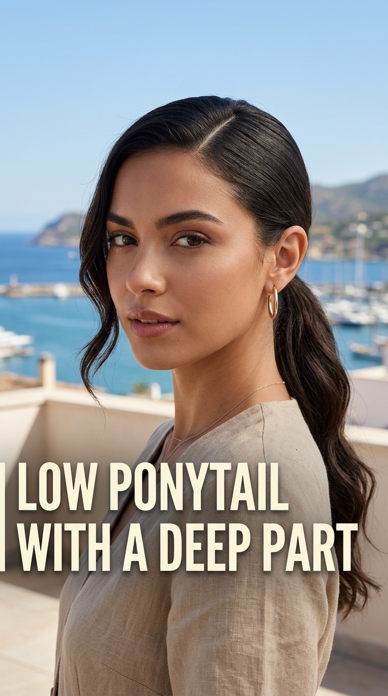 Low Ponytail with a Deep Part