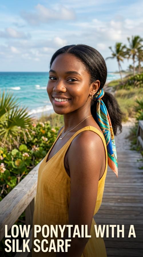 Low Ponytail with a Silk Scarf