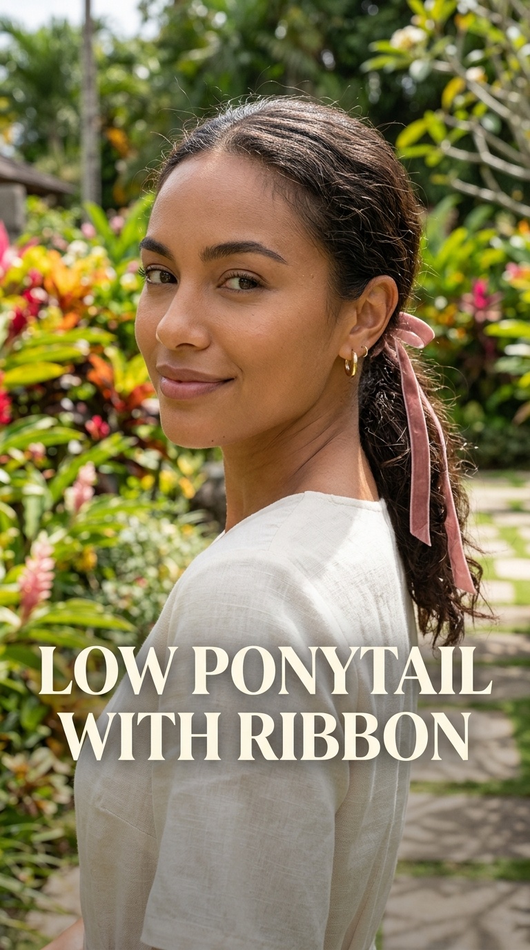 Low Ponytail with Ribbon