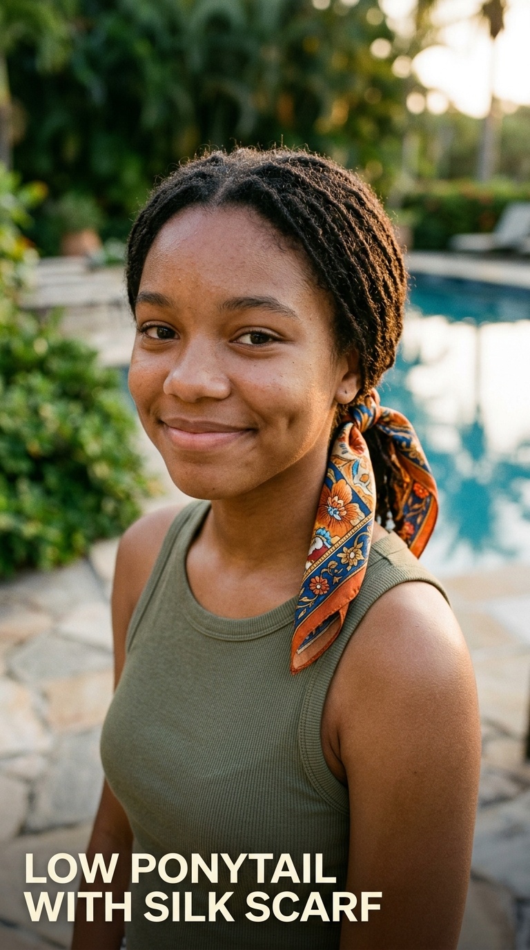 Low Ponytail with Silk Scarf