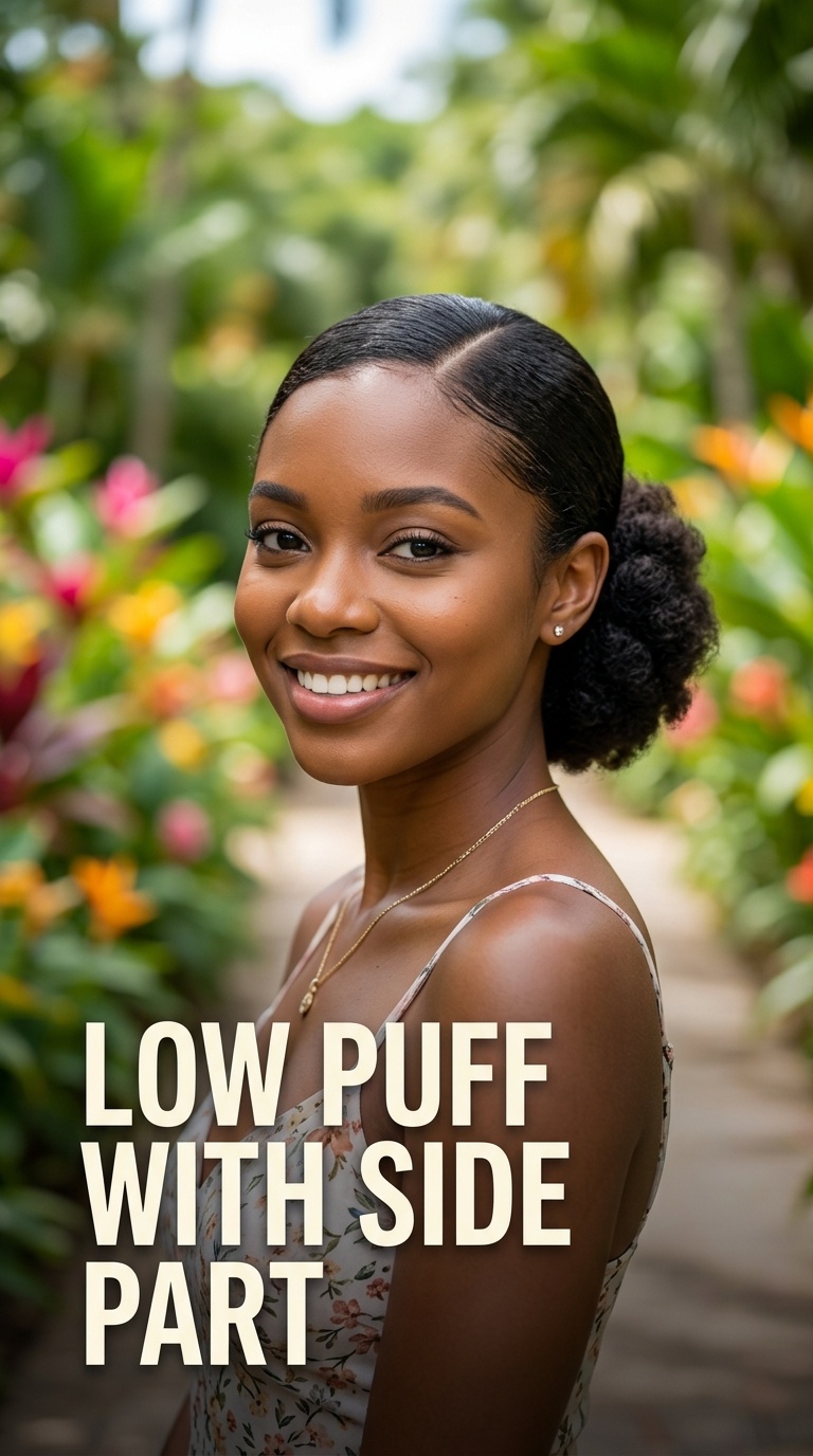 Low Puff with Side Part