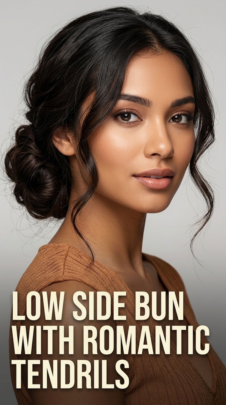 Low Side Bun with Romantic Tendrils
