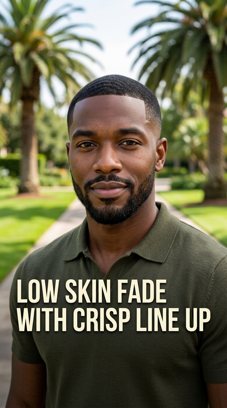 Low Skin Fade with Crisp Line Up