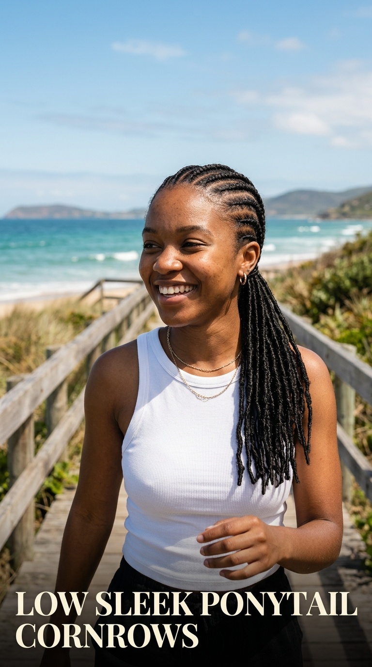 Low Sleek Ponytail Cornrows