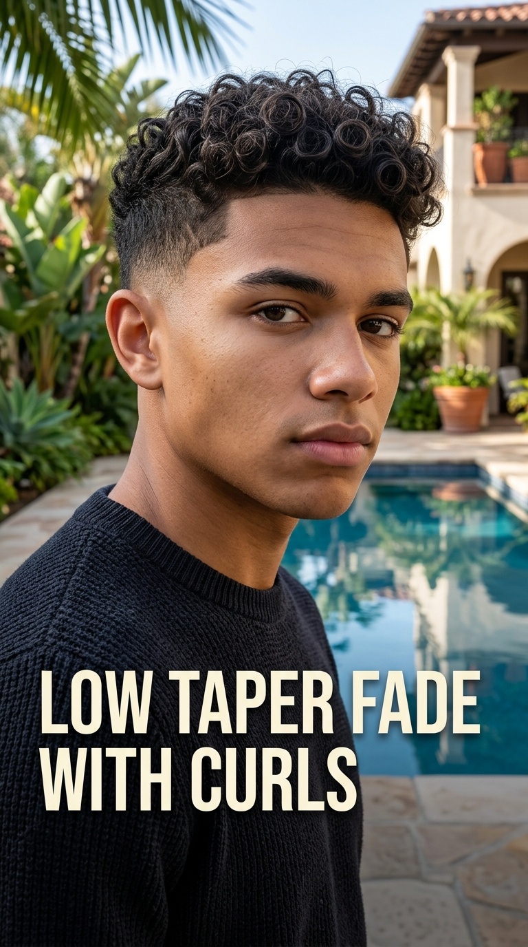 Low Taper Fade with Curls