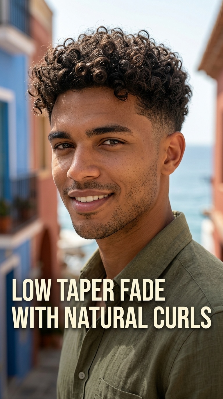 Low Taper Fade with Natural Curls