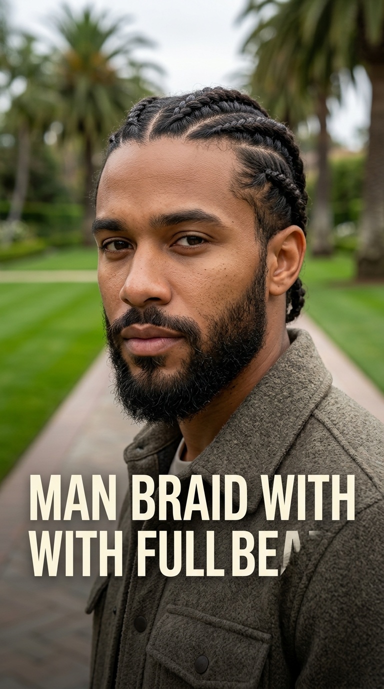 Man Braid with Full Beard