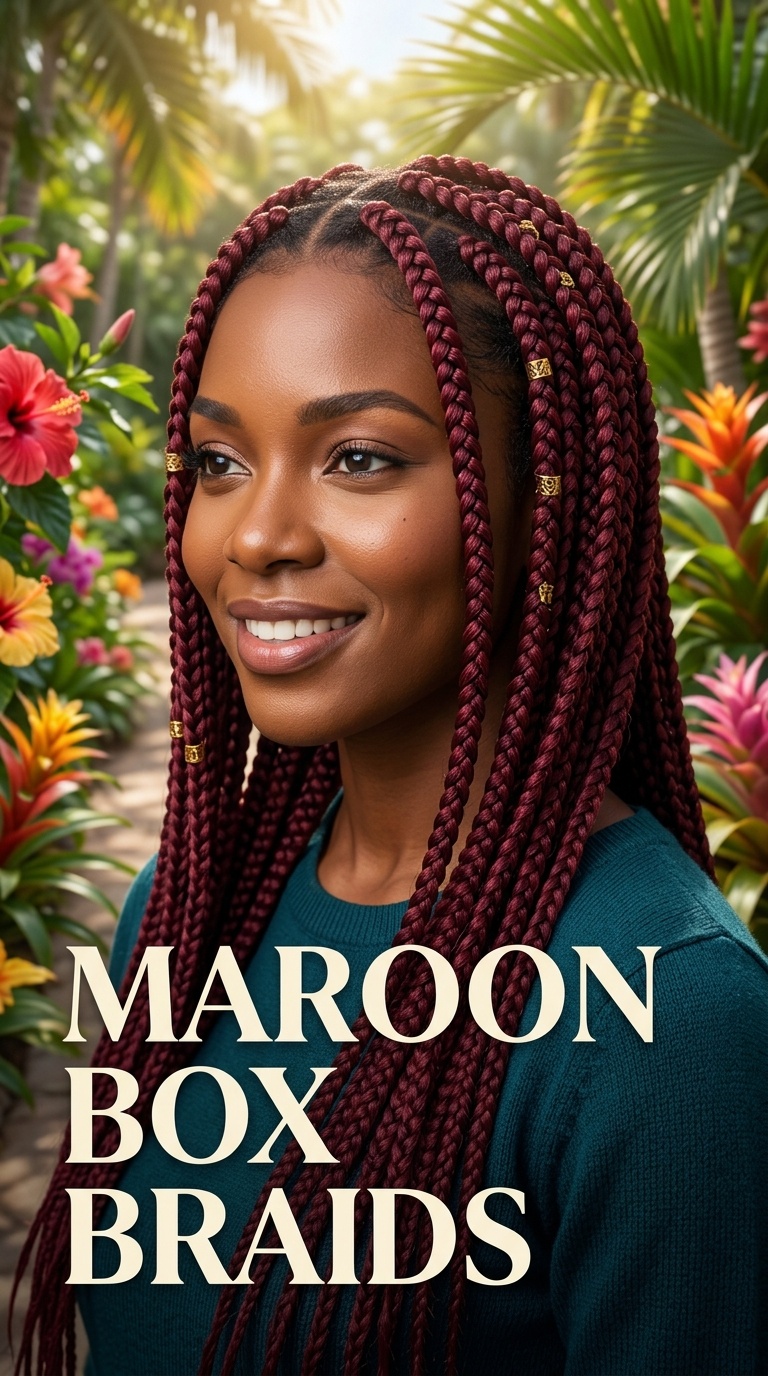 Maroon Box Braids