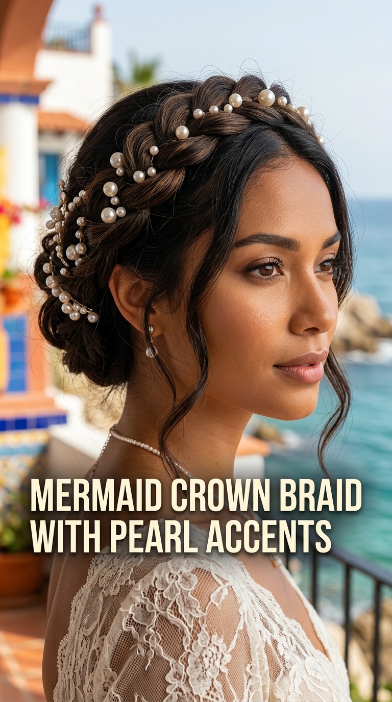 Mermaid Crown Braid with Pearl Accents