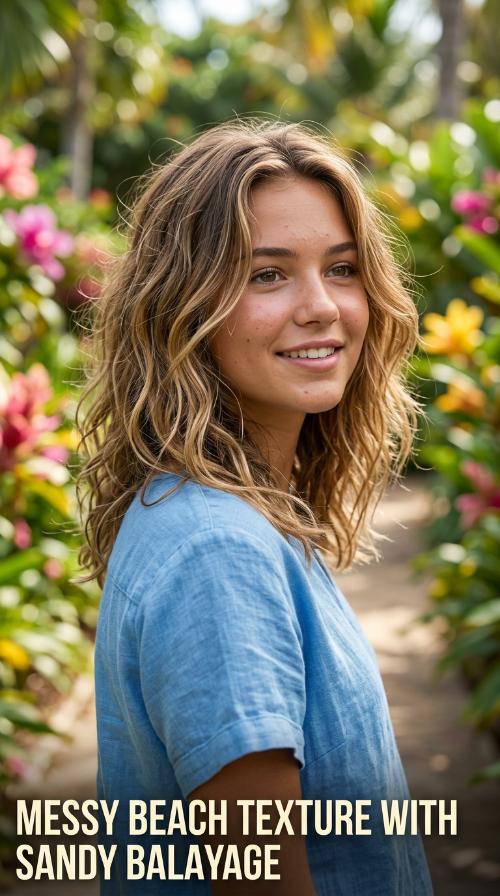 Messy Beach Texture with Sandy Balayage