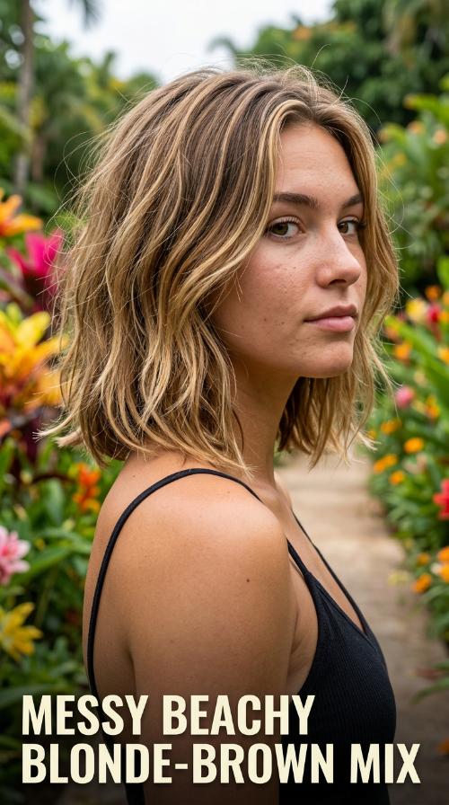 Messy Beachy Blonde-Brown Mix