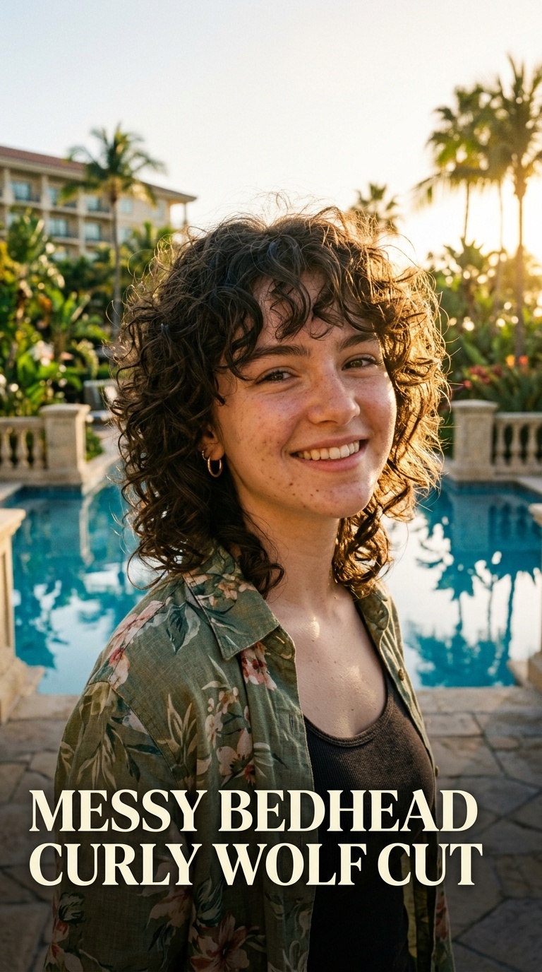 Messy Bedhead Curly Wolf Cut