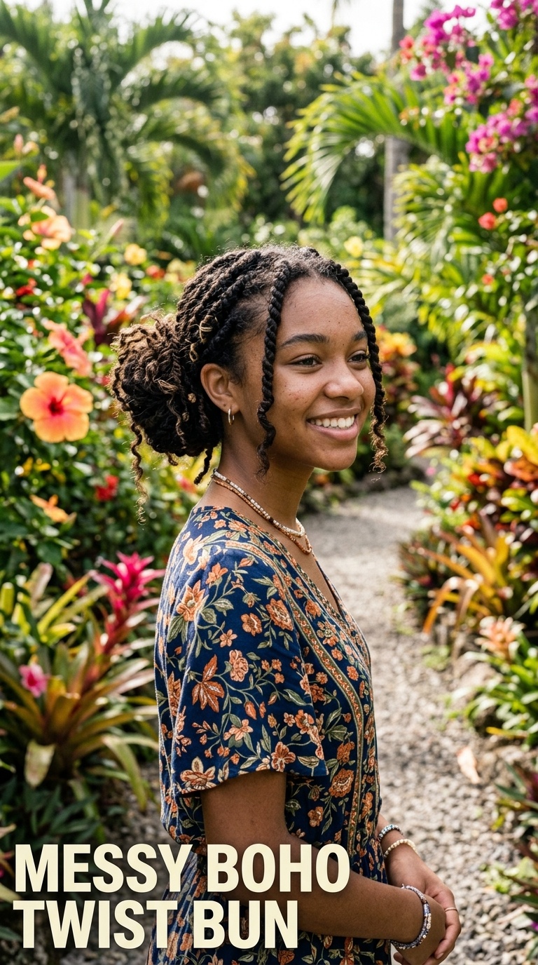 Messy Boho Twist Bun
