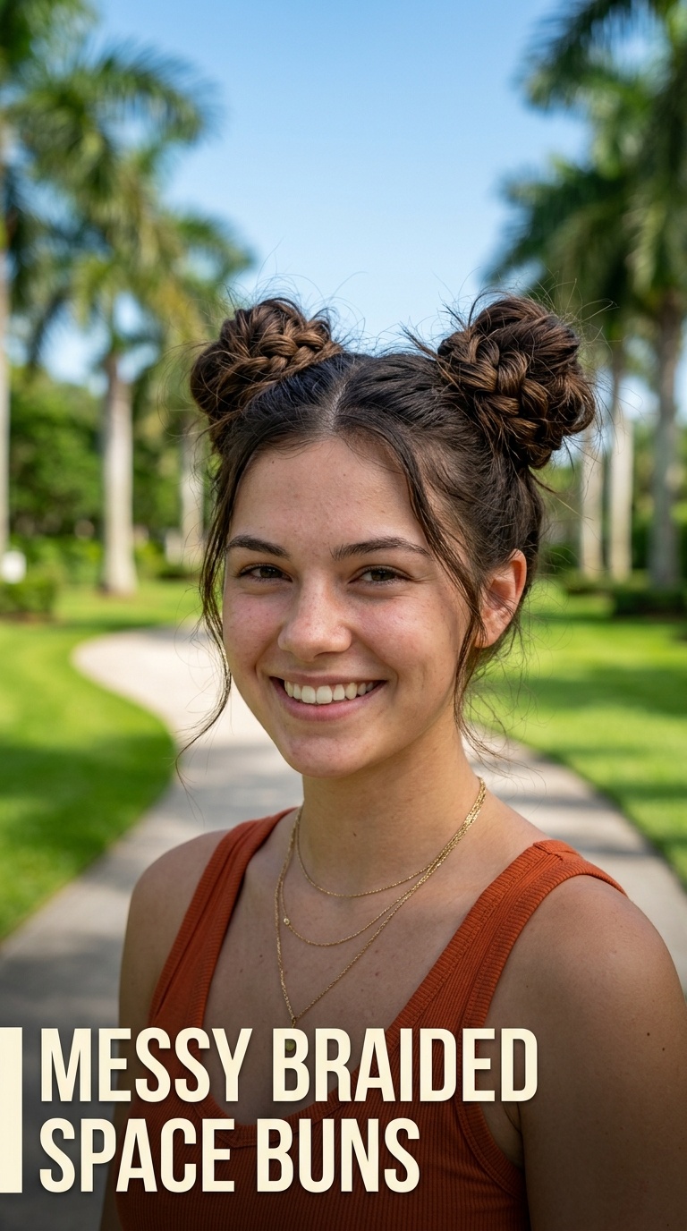 Messy Braided Space Buns