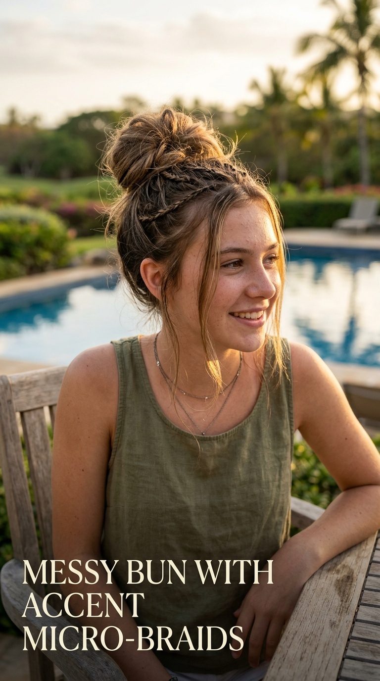 Messy Bun with Accent Micro-Braids