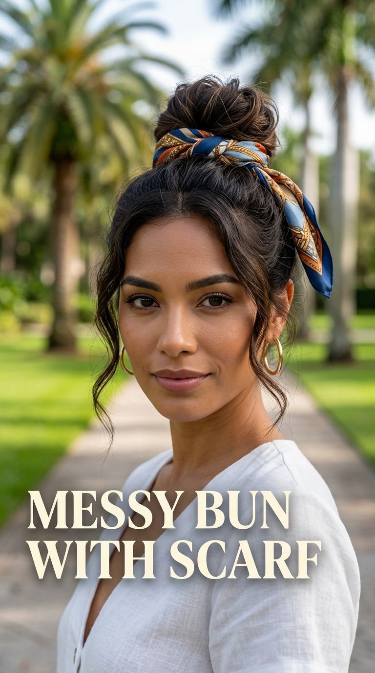 Messy Bun with Scarf