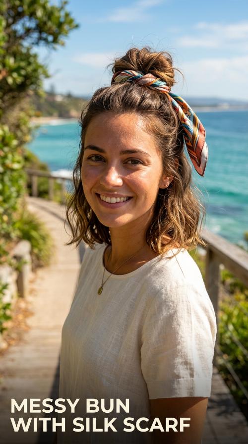Messy Bun with Silk Scarf