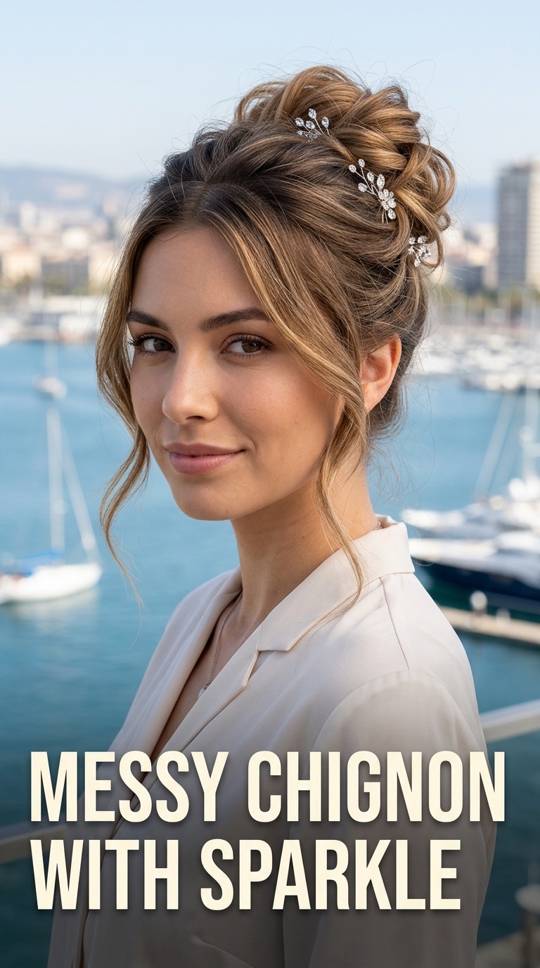 Messy Chignon with Sparkle