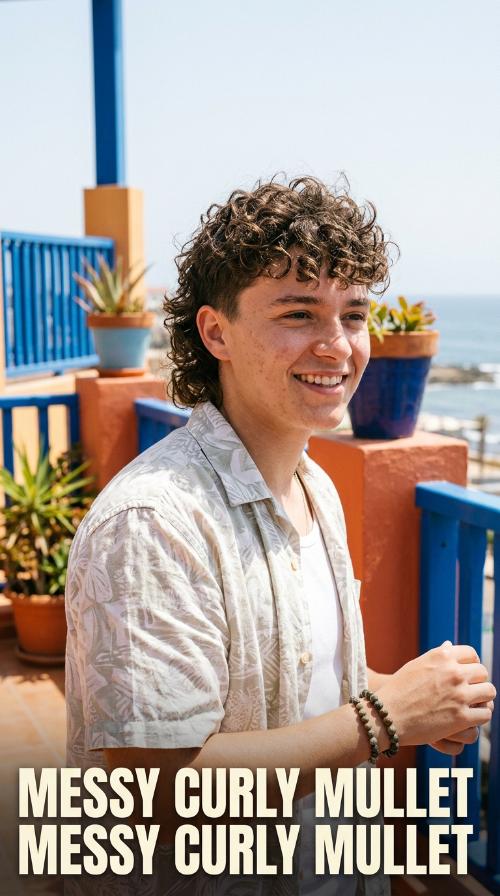 Messy Curly Mullet
