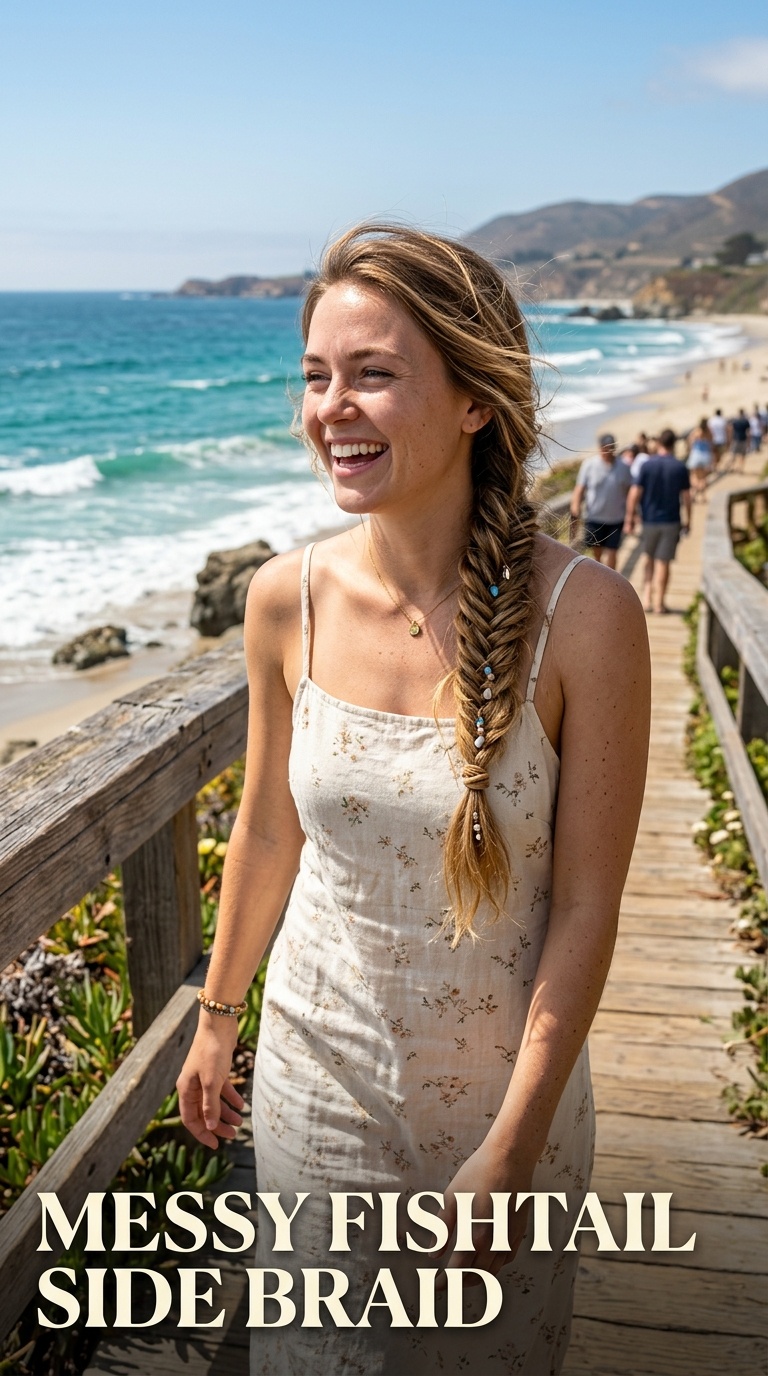 Messy Fishtail Side Braid