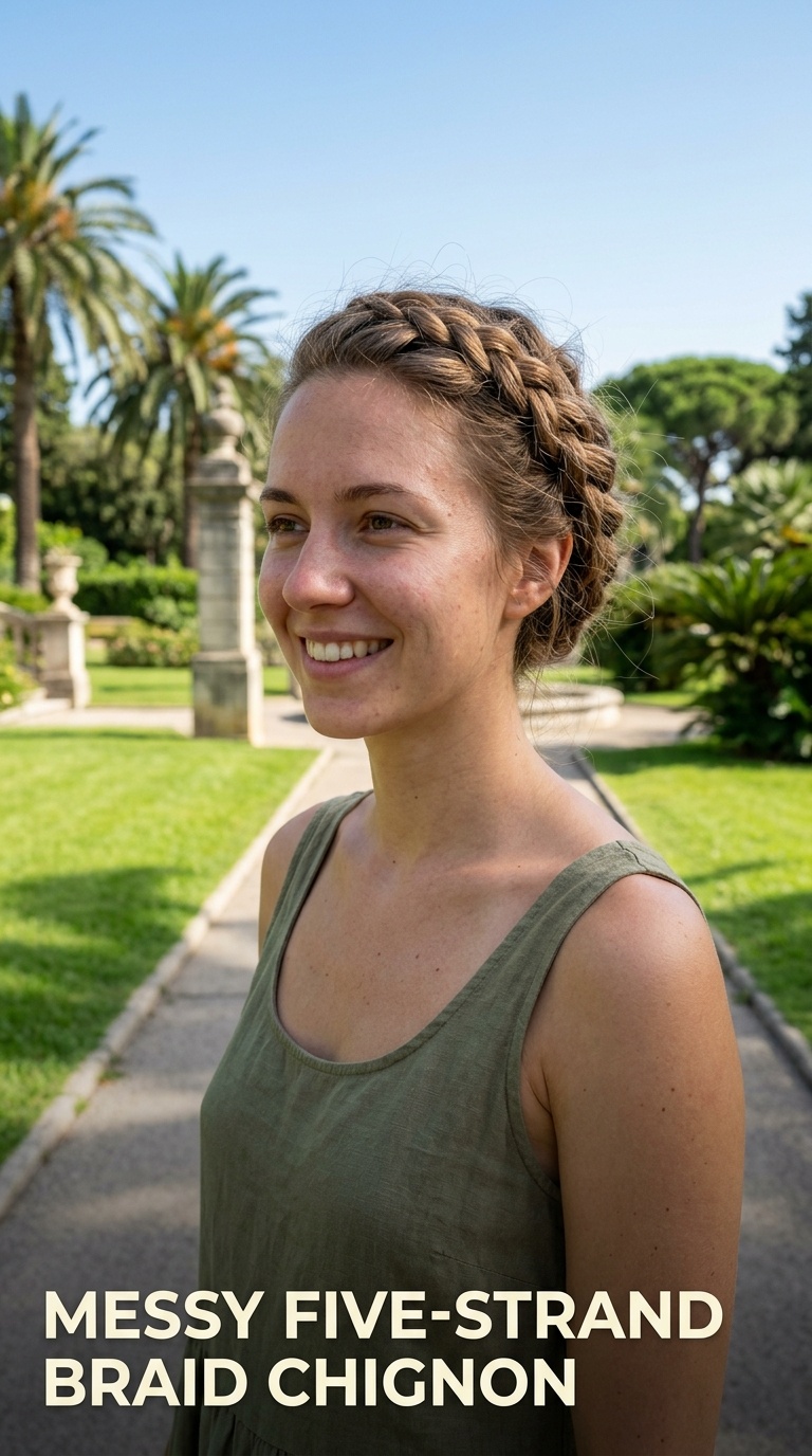 Messy Five-Strand Braid Chignon