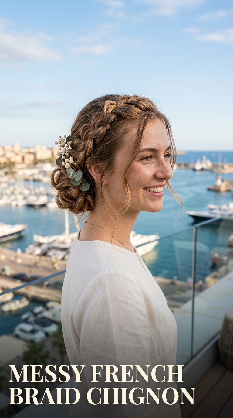 Messy French Braid Chignon