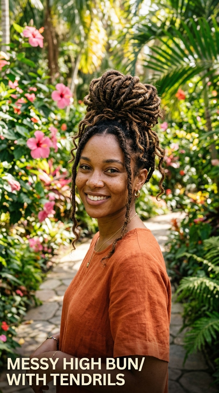 Messy High Bun with Tendrils