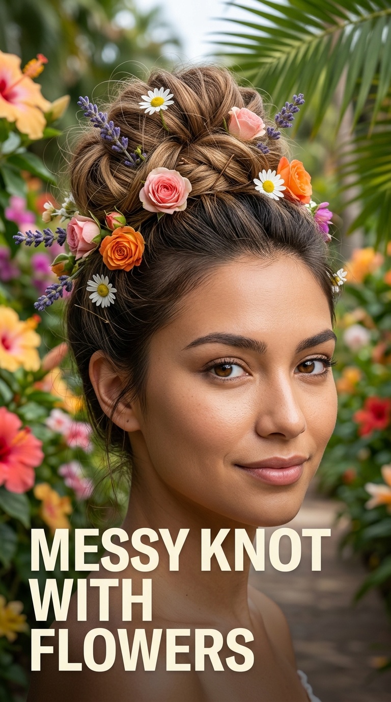 Messy Knot with Flowers