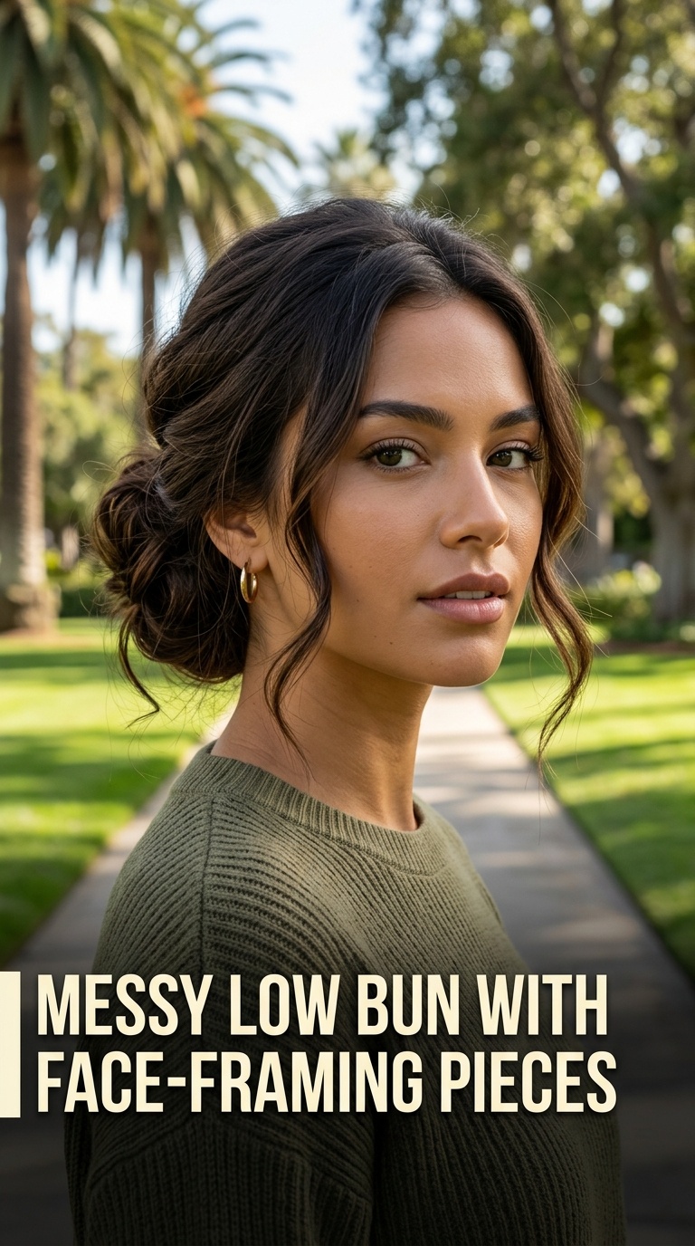 Messy Low Bun with Face-Framing Pieces