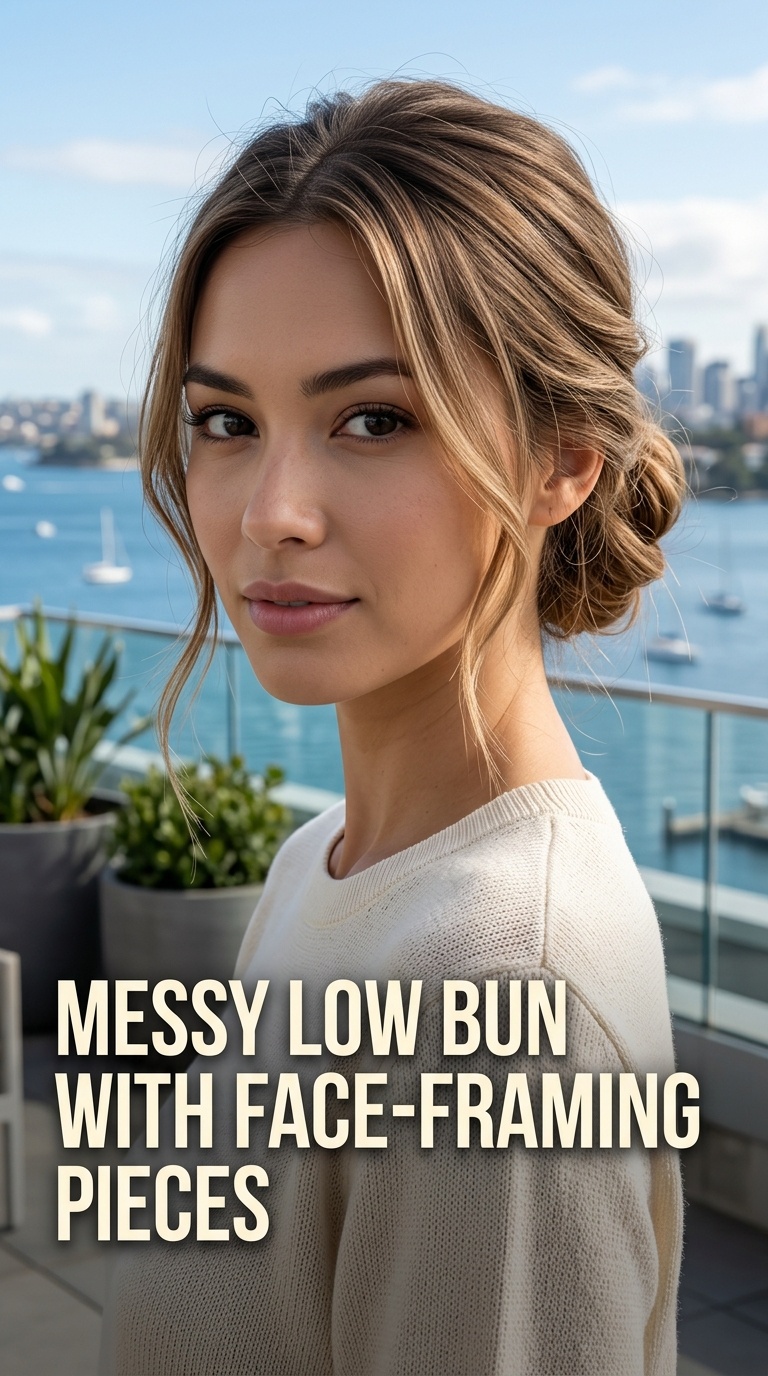 Messy Low Bun with Face-Framing Pieces