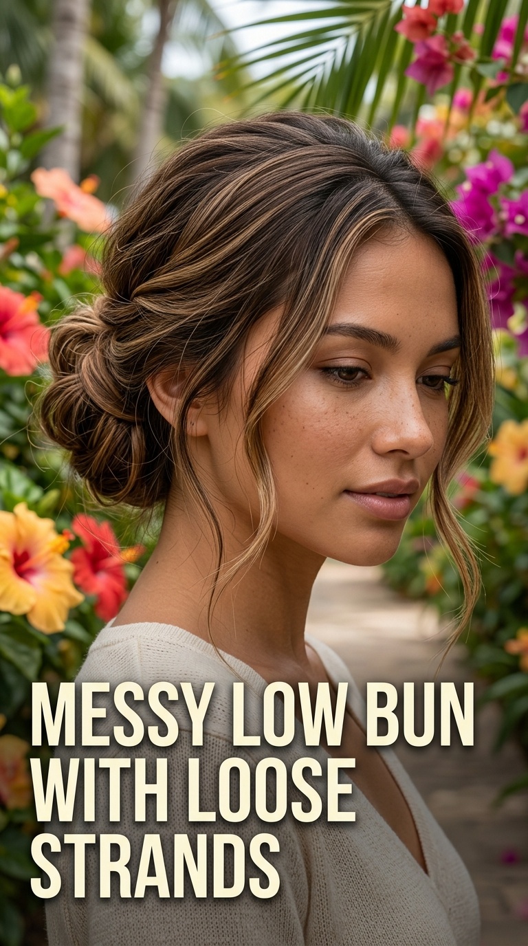 Messy Low Bun with Loose Strands