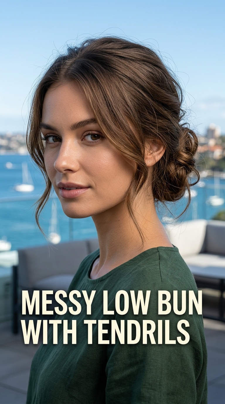 Messy Low Bun with Tendrils