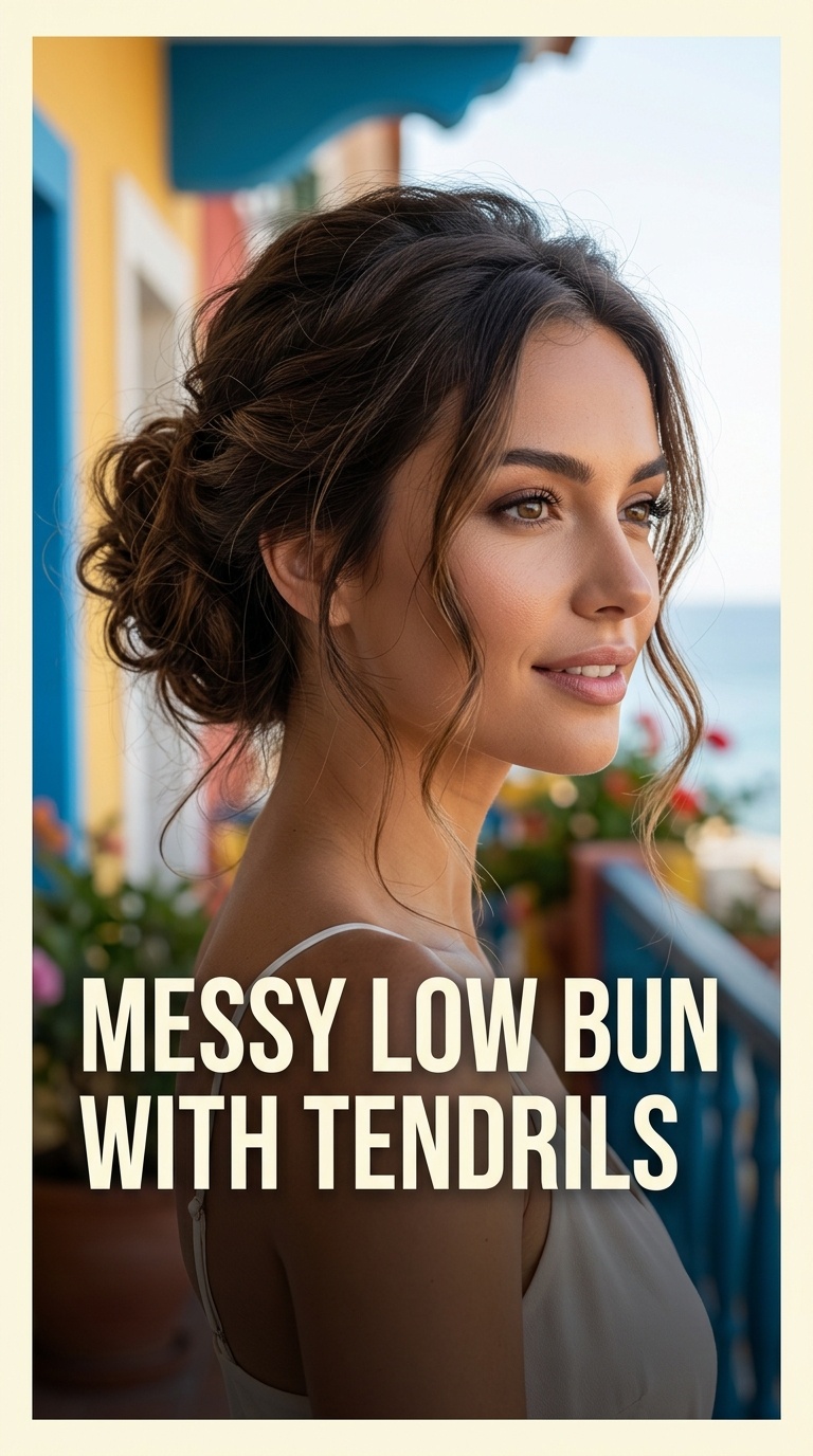 Messy Low Bun with Tendrils