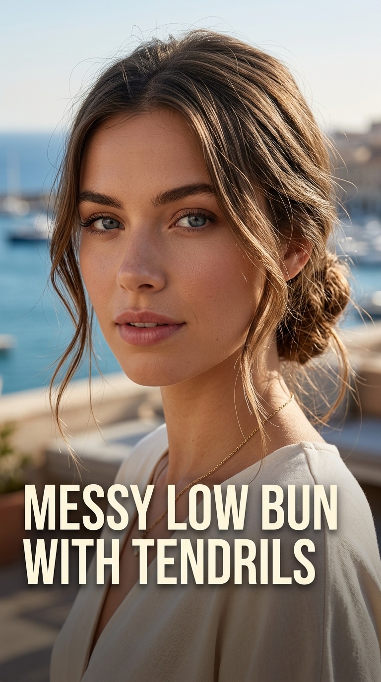Messy Low Bun with Tendrils