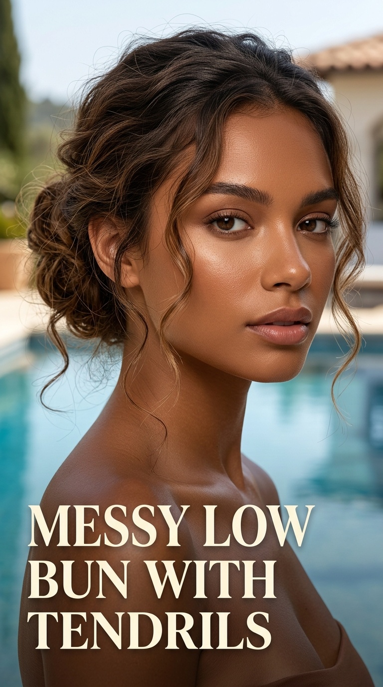 Messy Low Bun with Tendrils