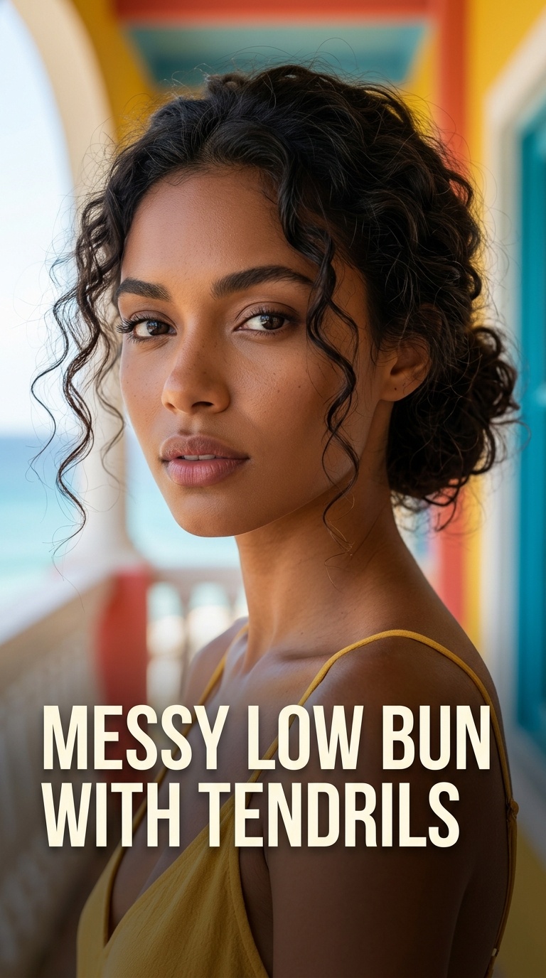 Messy Low Bun with Tendrils