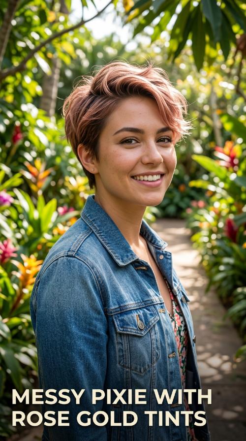Messy Pixie with Rose Gold Tints