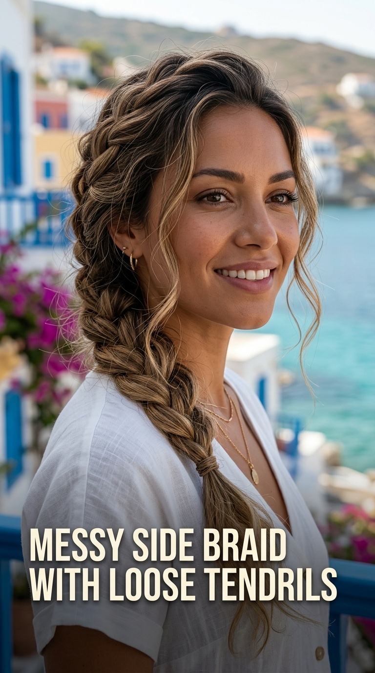 Messy Side Braid with Loose Tendrils