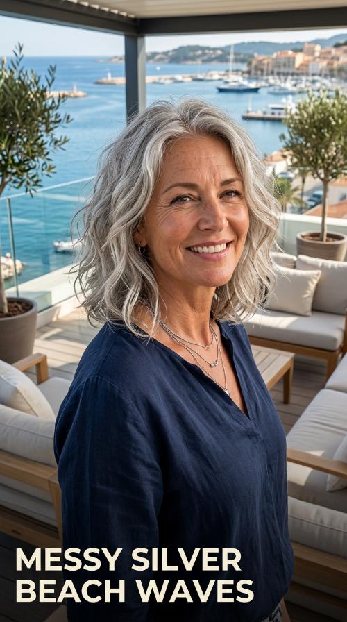 Messy Silver Beach Waves