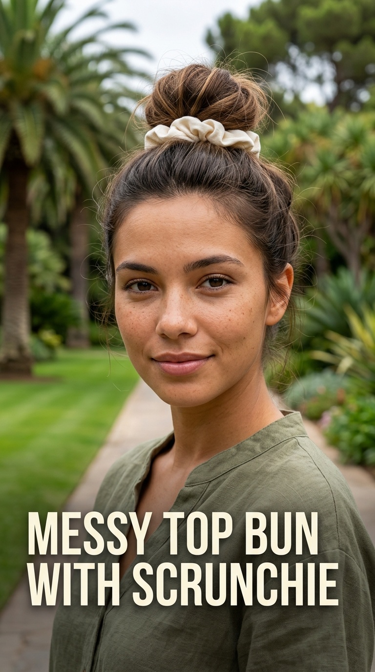 Messy Top Bun with Scrunchie