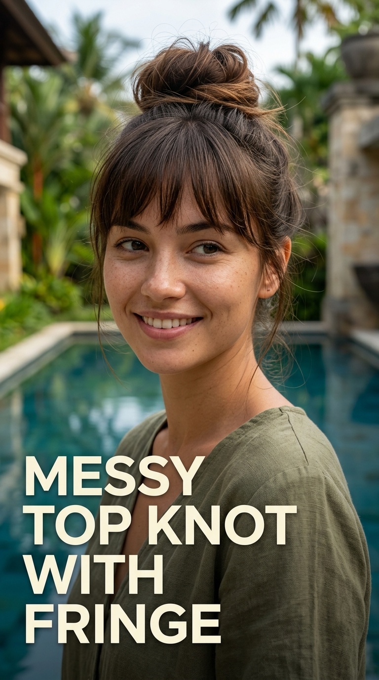 Messy Top Knot with Fringe