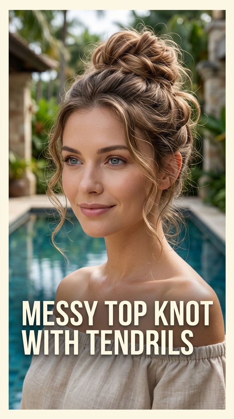 Messy Top Knot with Tendrils