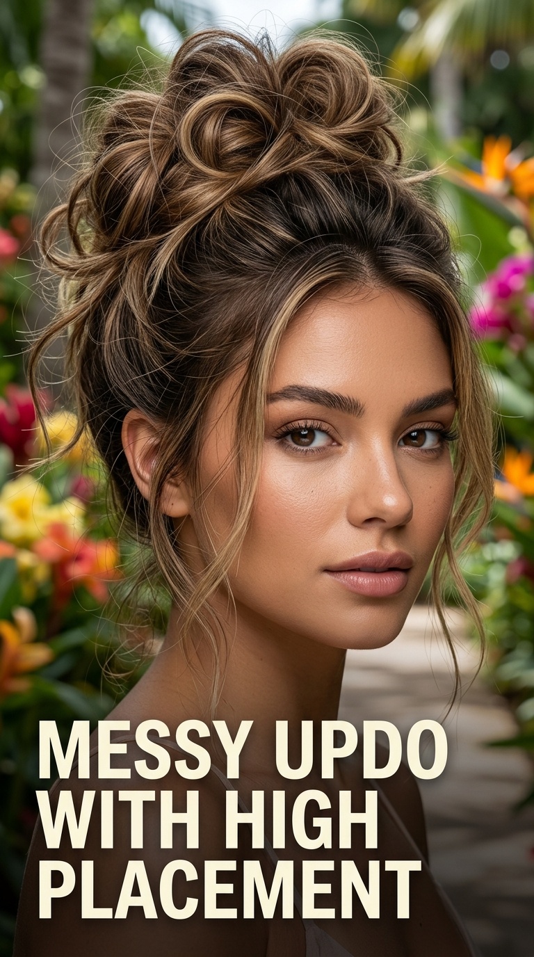 Messy Updo with High Placement