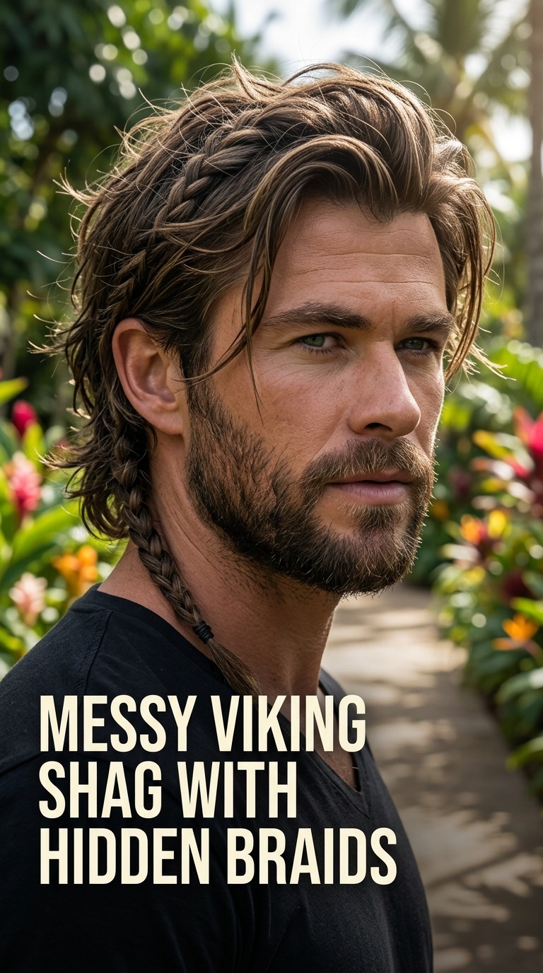 Messy Viking Shag with Hidden Braids