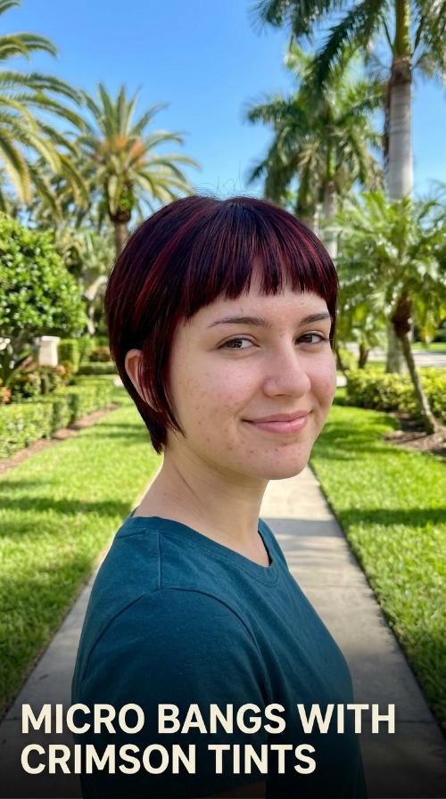 Micro Bangs with Crimson Tints