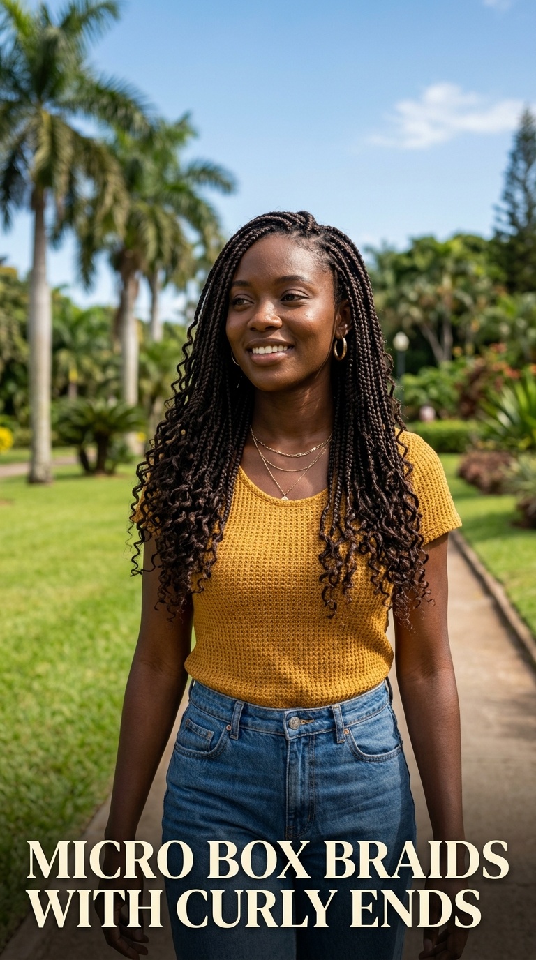 Micro Box Braids with Curly Ends