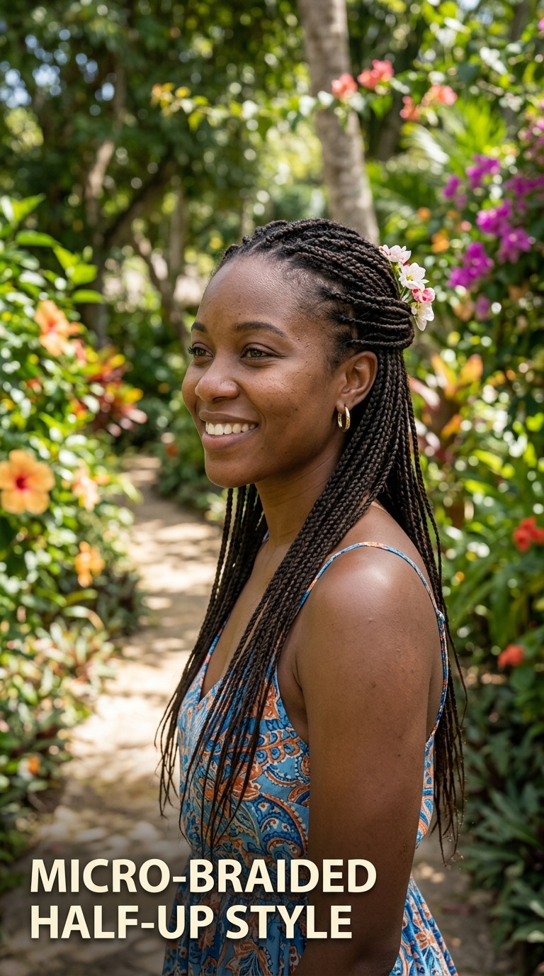 Micro-Braided Half-Up Style