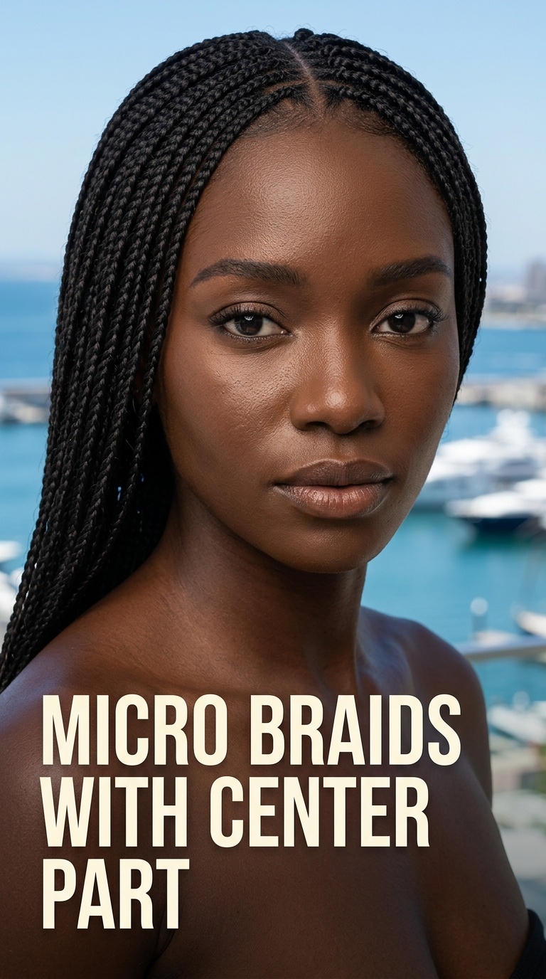 Micro Braids with Center Part