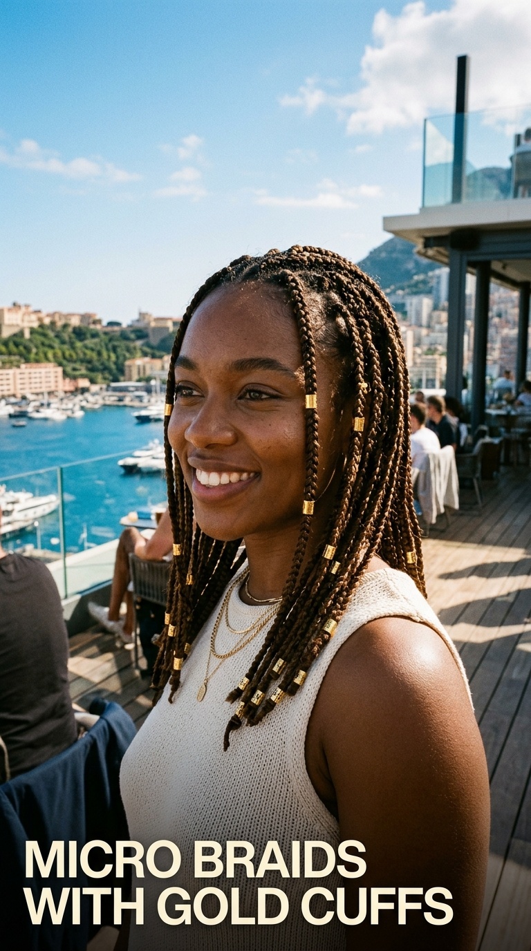 Micro Braids with Gold Cuffs